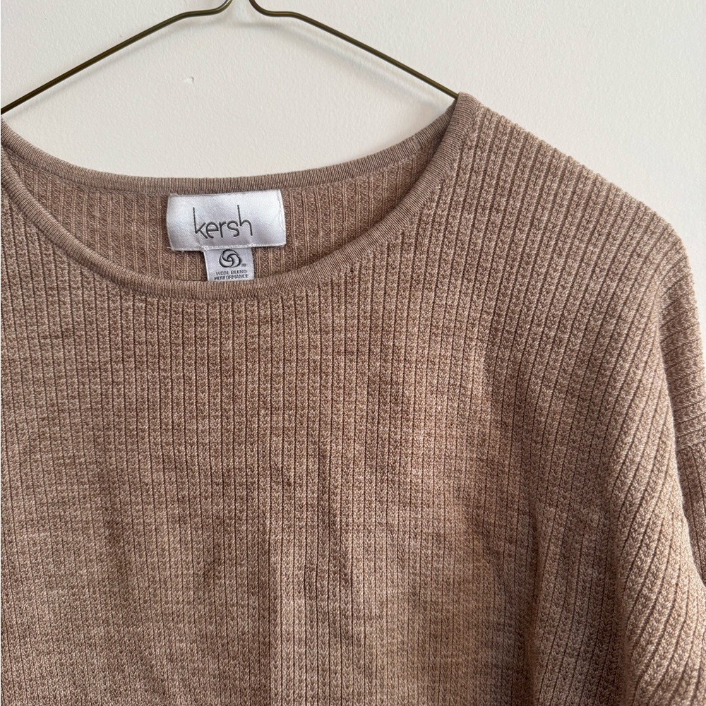Kersh Women's Ribbed Merino Wool Blend Sweater